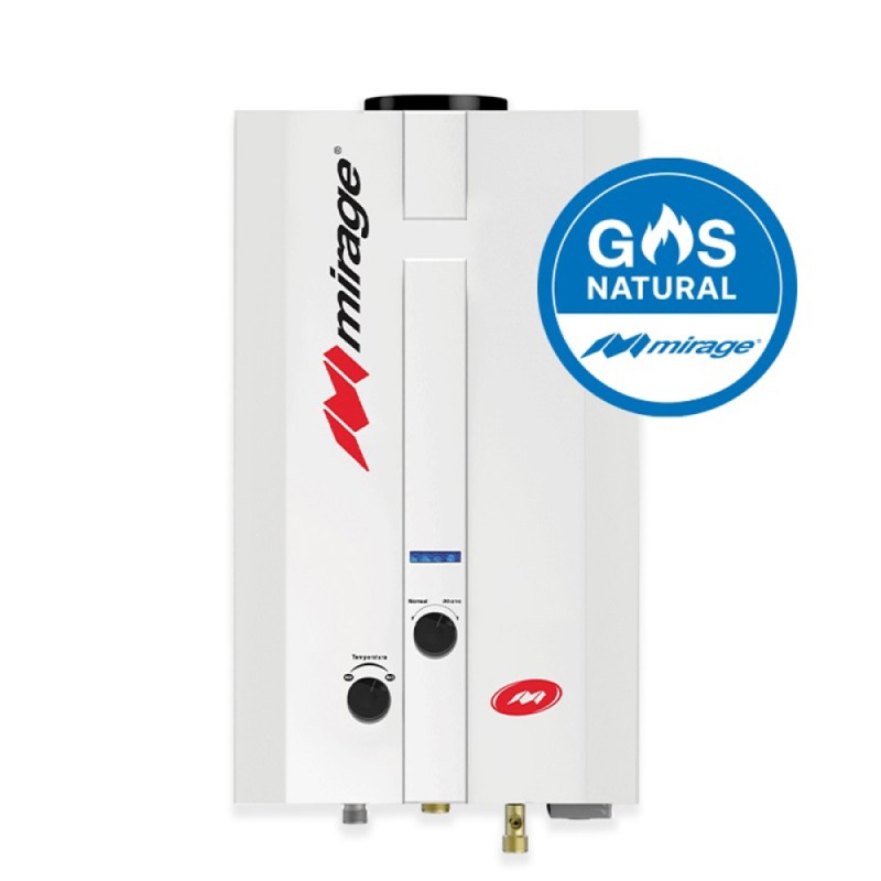 BOILER DE PASO MIRAGE FLUX6L 6 LTS GAS NATURAL  MBF06EF (BLANCO)